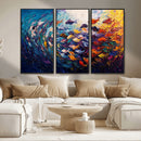Vibrant Abstract Fish Swarm Art – Colorful Fish Inspired