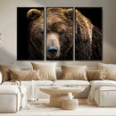 Grizzly Brown Bear Canvas Wall Art, Wildlife Animal Canvas