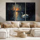 Abstract Swan on Water Wall Art Canvas Print - Elegant
