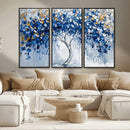 Blue and Gold Abstract Tree Wall Art Canvas Print | Modern