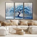 Abstract Blue Tree Art Canvas Print, Majestic Tree Wall Art