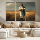 Jesus Shepherd Wall Art | Ready to Hang Triptych Canvas of