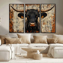 Rustic Texas Artwork Wall Art Canvas Print - Abstract Cow
