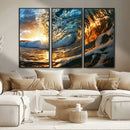 Ocean Wave at Sunset Canvas Wall Art – Vibrant Coastal Beach