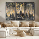 Golden Forest Abstract Wall Art | Dark Forest with Gold