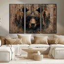 Rustic Grizzly 399 Wall Art | Triptych Canvas Print | Rustic