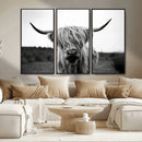 Highland Cow Wall Art | Black and White Farmhouse Decor |