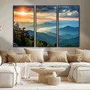 Sunrise Over Mountain Range Wall Art Canvas Print, Farmhouse