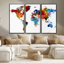 Colorful World Map Canvas Wall Art Print, Contemporary