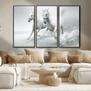 Large Wall Art Canvas Print – Beautiful Running White Horses
