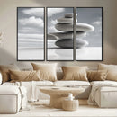 Still Life Black and White Zen Stones Wall Art Canvas,