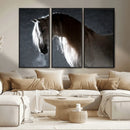 Large Wall Art Cream Colored Horse on Grey Background Canvas