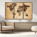 Push Pin World Map Canvas Print – Framed Travel Tracker Wall by MyGreatCanvas | Canvas Wall Art Prints | Photo Prints & Wall Decor