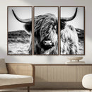 Highland Cow Wall Art – Black and White Framed Farmhouse by MyGreatCanvas | Canvas Wall Art Prints | Photo Prints & Wall Decor