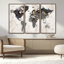 Abstract Map Printing - Modern World Map Canvas Wall Art for
