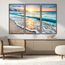 Sunset Beach Waves Canvas Wall Art – 5-Panel Ocean Sunset by MyGreatCanvas | Canvas Wall Art Prints | Photo Prints & Wall Decor