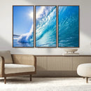 Blue Big Wave Surfing Ocean Canvas Wall Art Artwork Print