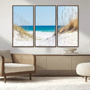 Serene Coastal Dune Path with Ocean View, 3-Panel Beach