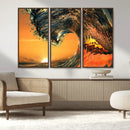 Surf Wave Sunset Canvas Wall Art Print, 3-Panel Ocean by MyGreatCanvas | Canvas Wall Art Prints | Photo Prints & Wall Decor