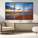 Serene Ocean Sunset Canvas Print, Golden Hour Beach Wall