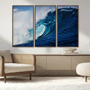 Ocean Wave at Sunset Canvas Art, Large Wall Print of Vibrant