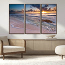 Sea Ocean Sunset Beach Wall Art Canvas Print