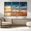Golden Sunset Beach Triptych Canvas Art, Giclee Coastal Wall by MyGreatCanvas | Canvas Wall Art Prints | Photo Prints & Wall Decor