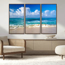 Tropical Beach 3-Panel Canvas Wall Art – Serene Ocean Waves