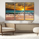 Golden Sunset Beach Canvas Wall Art – Triptych Seascape by MyGreatCanvas | Canvas Wall Art Prints | Photo Prints & Wall Decor