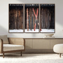 Vintage Ski Gear Canvas Print, Vintage Ski Gear Against