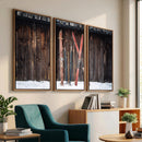 Vintage Ski Gear Canvas Print, Vintage Ski Gear Against