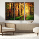 Sunlight Through Trees Wall Art Canvas Print - Autumn Forest