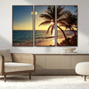 Sunset Palm Trees Wall Art Canvas Print