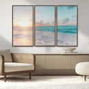 Tranquil Ocean Beach Sunset Canvas Wall Art | 3-Panel by MyGreatCanvas | Canvas Wall Art Prints | Photo Prints & Wall Decor