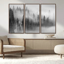 Foggy Misty Forest Canvas Wall Art – Black and White