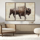 Buffalo Wall Art, Western Bison Canvas Print, Rustic Buffalo