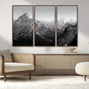 Everest Himalaya Mountain Peaks Black & White Triptych