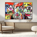 Picasso Style Art Abstract Canvas Wall Art Print , Colorful