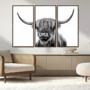Grayscale Scottish Highland Cow Cattle Art Print Farmhouse by MyGreatCanvas | Canvas Wall Art Prints | Photo Prints & Wall Decor