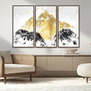 Golden Mountain Triptych Wall Art Canvas Print, Modern