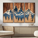 Rustic Wood Style Mountain Wall Art, Nature Forest Canvas