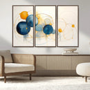 Geometric Blue Orange Abstract Wall Art Canvas, Geometric