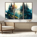 Watercolor Trees Forest Abstract Wall Art Canvas Print,