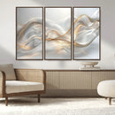 Abstract art Grey and Gold Lines Wall Art