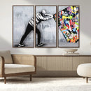 Banksy Art Behind the Curtain Street Wall Art Canvas Print |