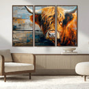 Highland Cow Abstract Canvas Wall Art – Bold Farmhouse
