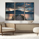 Mountain Lake Wood Pier Canvas Wall Art Nature Lake Print