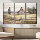 Rustic Farmhouse Barn Wall Art | 3-Panel Framed Gallery Wrap