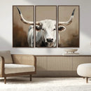 White Longhorn Bull Wall Art Canvas Print – Framed and Ready by MyGreatCanvas | Canvas Wall Art Prints | Photo Prints & Wall Decor