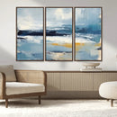 Abstract Ocean Canvas Wall Art - Coastal Blue and Gold
